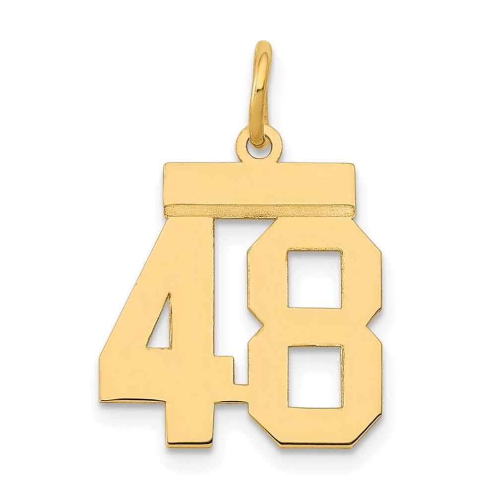 14k Yellow Gold, Athletic Collection, Small Polished Number 48 Pendant